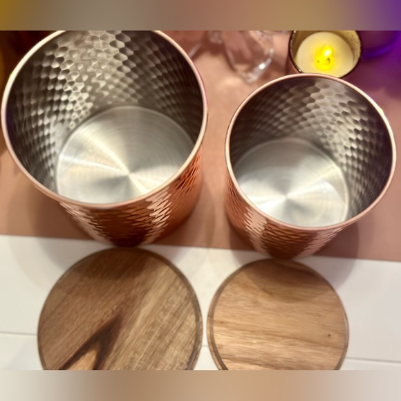Uncommon James hammered copper canister set - Picture 3 of 4